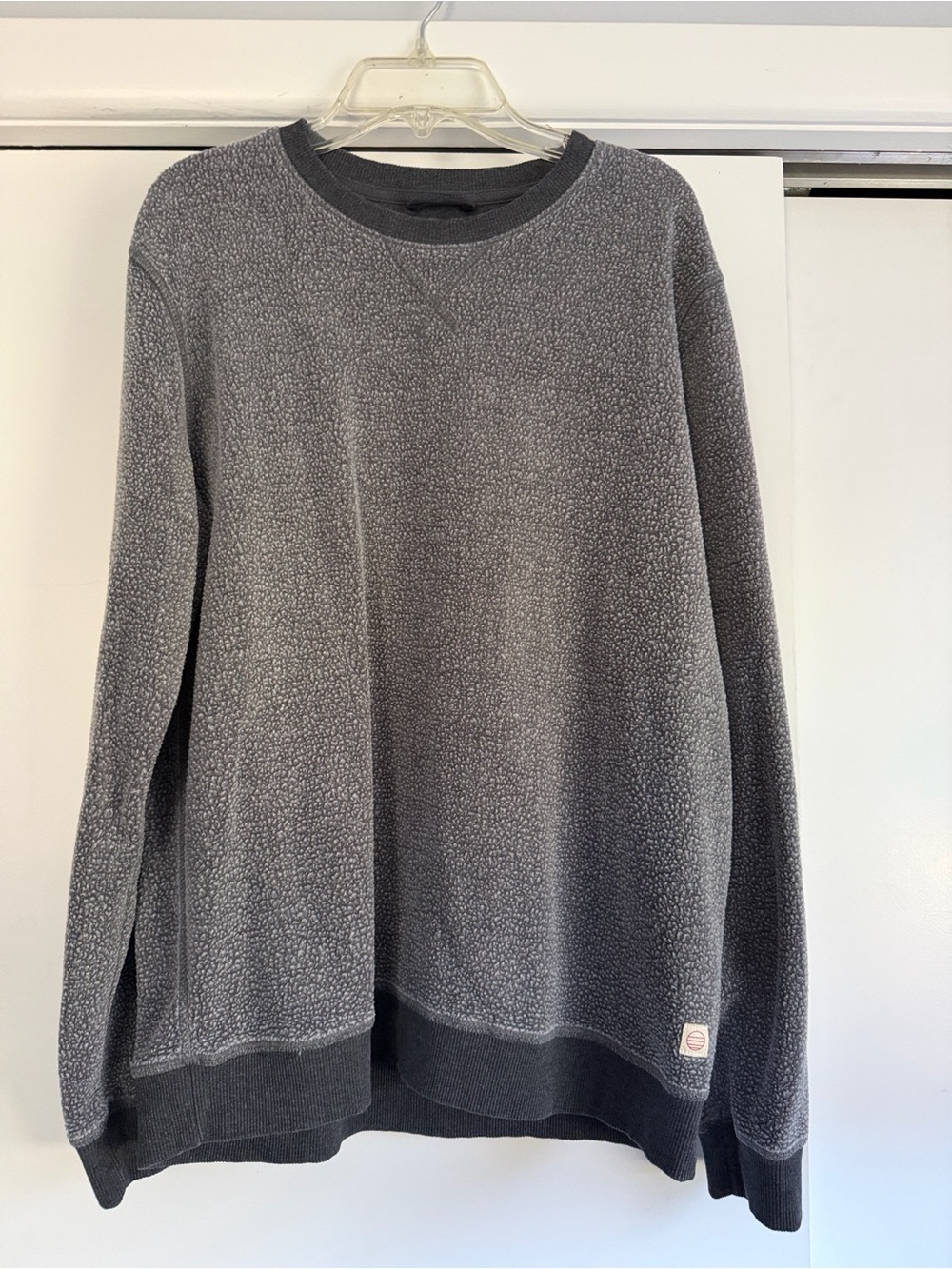 Marine Layer Men's Charcoal Grey Fleece Crewneck Sweatshirt